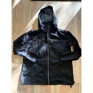 Columbia Women's 1X Black Hooded Lightweight Wind and‎ rain Jacket
